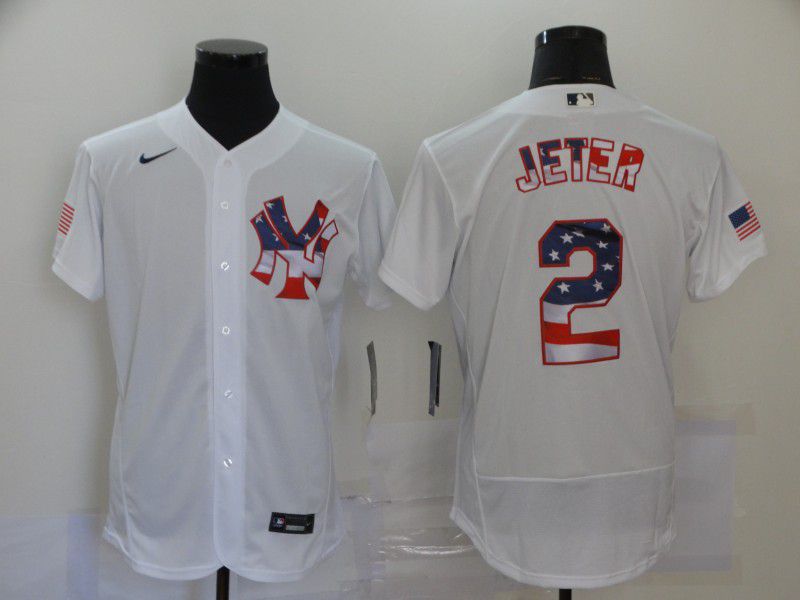 Men New York Yankees #2 Jeter White Elite 2020 Nike MLB Jerseys